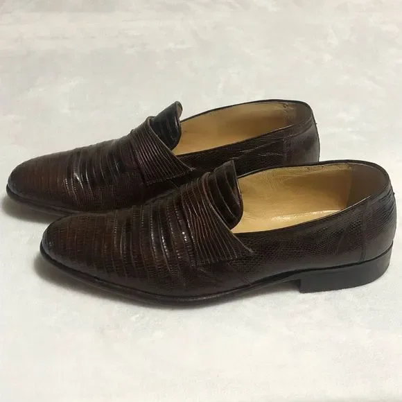 Lopez Taibo Dark Brown Lizard Skin Slip-On Loafers • Men’s Size 9.5 - Picture 4 of 7